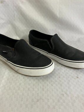 Vans Asher Slip-On Shoes Women 8.5 Black Perforated Leather Casual Skate Sneaker